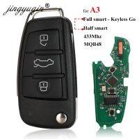 JHTJHNDTGFJHND Jingyuqin สำหรับออดี้ A3 S3 MQB48 Keylessgo/ กึ่งอัจฉริยะกุญแจรีโมท3ปุ่มพับพลิกสมาร์ทกุญแจรถ Fob 433เมกะเฮิร์ตซ์