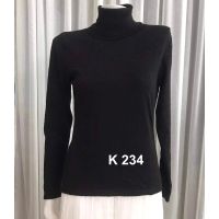 K234 เสื้อคาร์ดิแกน เสื้อกันหนาวแขนยาว สีดำ คอเต่าแบบสวม เสื้อหนาวเนื้อนิ่ม เนื้อผ้ากากเพชร พร้อมส่ง