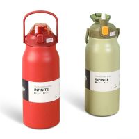 ✆◕✙ 1300/1700ml Thermos Flask Water Bottle With Straw Sports Tour Stainless Steel Thermoses 316 Thermal Portable Tumblers