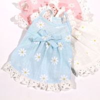 Pet Clothes Summer Clothes Linen Cotton Sling Flying Sleeve Daisy Flower Doll Skirt Pet puppy clothes cat dresses chihuahua Dresses