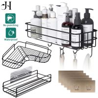 ✷✎☍ Bathroom Shelf Shampoo Storage Rack Bath Hanging Basket Iron Cosmetic Holder Punch-Free Kitchen Seasoning Organizer Accessories