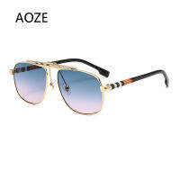 AOZE 2021Fashion Cool Square Pilot Style Double Beam Sunglasses Men Vintage Gradient nd Design Sunglasses Oculos De Sol UV400