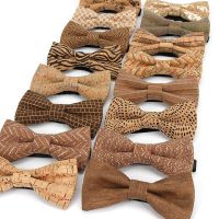 Top New Men 39;s Vintage Striped Dot Cork Wooden Bowtie For Man Wedding Casual Business Retro Wood Bow Tie Butterfly Accessories