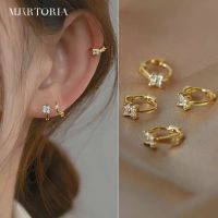 MJartoria 14K ต่างหูแบบห่วงชุบทองต่างหูแบบเซอร์คอนขนาดเล็กต่างหูแบบเจาะสำหรับผู้หญิง