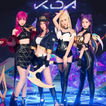 League of Legends KDA ALL OUT Skin Ahri Dress Cosplay Costume Suit Women  Set