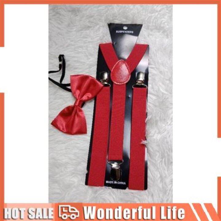 Red Suspender and bowtie for adult and kids Lazada PH