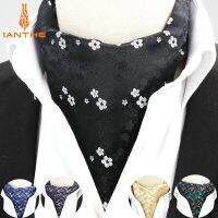 2018 Brand New Men Vintage Flower Wedding Formal Cravat Ascot Scrunch Self British style Gentleman Polyester Neck Tie Luxury