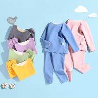 [COD] Childrens non-marking thermal suit male and female baby double-sided grinding wool de velvet shaking sound middle big childrens autumn clothes long johns