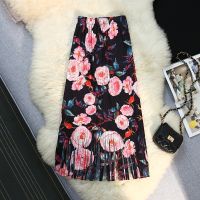 Issey Miyake Tassel Skirts Female Summer Flower Printing Fold Skirt Restoring Ancient Ways Of High-End Show Thin Elastic Waist Hip Skirt