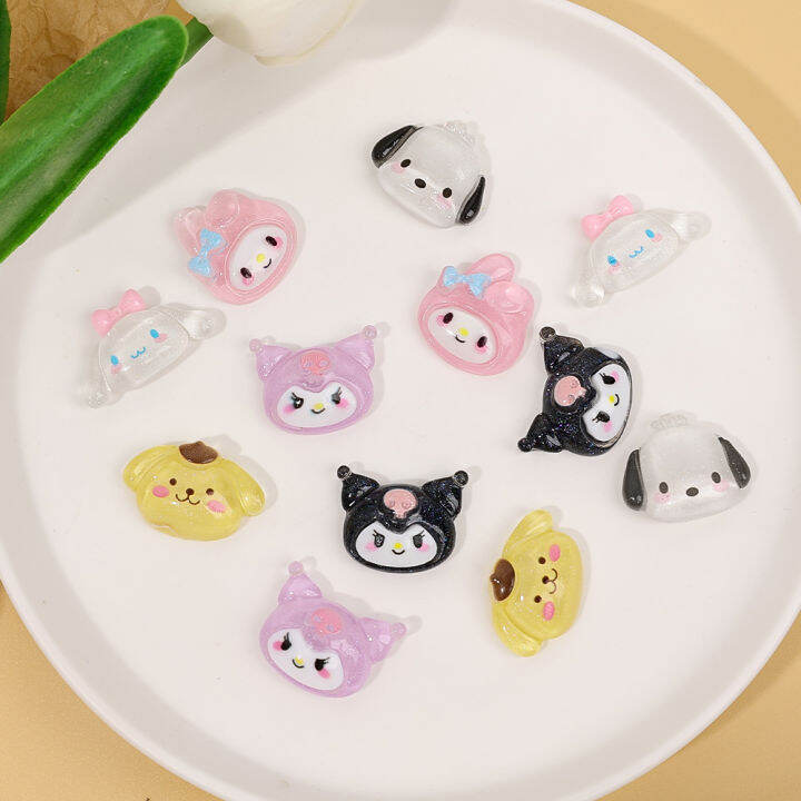 sanrio-โปร่งใสรูปการ์ตูนสัตว์-diy-10ชิ้น5ชิ้น-aksesoris-resin-เหมาะสำหรับกำไลข้อมือที่ผูกผมและอุปกรณ์ตกแต่งอื่นๆ