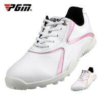 PGM Women Golf Shoes Waterproof Soft and Breathable Universal Outdoor Camping Sports Shoes Pink/Golden XZ016