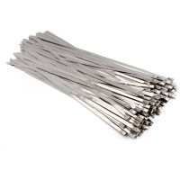 100PCS/set 4.6x300mm Stainless Steel Exhaust Wrap Coated Locking Metal Cable Zip Ties Induction pipe Header