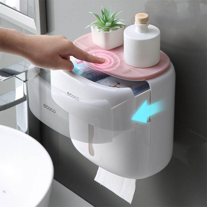 double-layer-toilet-paper-holder-waterproof-multifunction-tissue-box-wall-mount-roll-paper-rack-toilet-roll-dispenser-portable