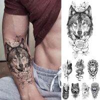 【hot】๑♨ﺴ  Old School Wolf Tiger Temporary Stickers Transfer Thigh Hand Arm Sleeve Fake Tatoo Men