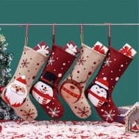 Big Christmas Socks Merry Christmas Xmas Tree Ornaments Xmas Gift Candy Bag Cute Snowman Santa Claus Print Fabrics Xmas Stocking