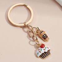 Cute Food Keychain Sausage Egg Cake Ice Cream Pearl Milk Tea Key Ring Afternoon Tea Key Chains For Women Gifts Handmade Jewelry