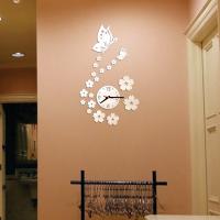 ZZOOI High Quality Living Room Decorations Butterfly Removable Diy Acrylic 3d Mirror Wall Sticker Decorative Clock Home Free Shipping