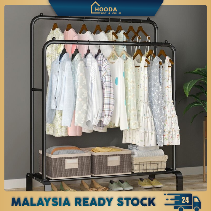 Ready Stock Single Double Pole Strong Steel Structure Laundry Rack ...