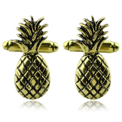 Fruit Pineapple Cuff Links Golden Luxury Metal Cufflinks MenS Fashion Shirt Cuff Button Jewelry