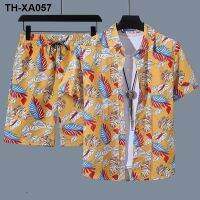 Short-sleeved floral beach suit mens Kong style retro Hainan Sanya Hawaii travel casual loose