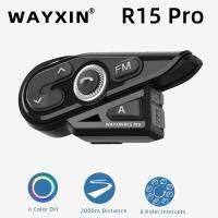 WAYXIN R15 Pro 1ชิ้นหมวกกันน็อคชุดหูฟังรถจักรยานยนต์อินเตอร์คอม8ไรเดอร์พูดคุยในเวลาเดียวกันสากลจับคู่ FM กันน้ำอินเตอร์โฟน