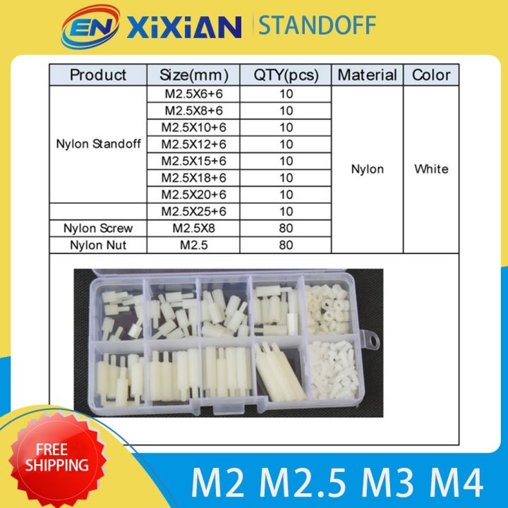 m2-m2-5-m3-m4-hex-nylon-standoff-spacer-sets-black-white-column-pcb-motherboard-bolt-plastic-spacing-screws-nuts-assortment-kit