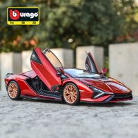 รถ1:24 Bburago Lamborghini รถ FKP 37รถสปอร์ตสีแดงรถเหล็กหล่อแบบคงที่โมเดลรถของเล่นสะสม