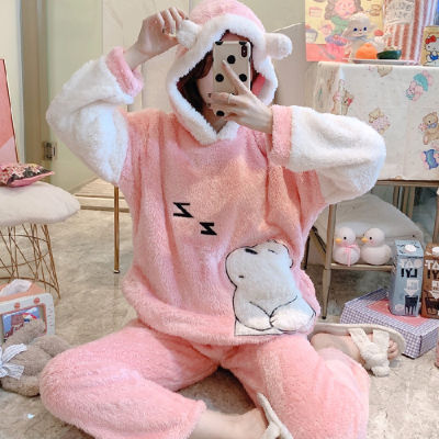 Thick Warm Pajamas for Women Velvet Pijamas Mujer Invierno Flannel Sleepwear Home Suit Pyjama Femme Home Clothes Animal Pajamas