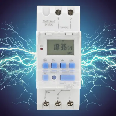 สวิตช์นาฬิกาดิจิตอล LCD 7วันตั้งโปรแกรมได้ TM919A-3 24V DC 16A