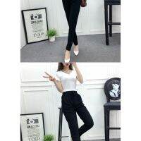 Women Comfortable Soft Office Pants Grid trousers ninth pant Korean ankle （80-90 KG）