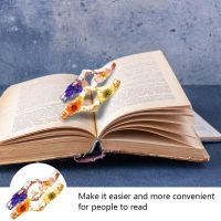 +【； 2Pcs Home Office Teacher Portable Bookworm Reading Accessories Thumb Ring Page Holder Literary Dried Flower Resin Handmade