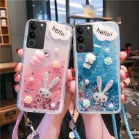 ทรายทรายดูดติดเพชรเคสซิลิโคนนิ่มสำหรับโทรศัพท์สายคล้องกระต่ายน่ารักเคสสำหรับ Apple iPhone 14 13 12 11 X XR XS Pro Max Plus เคสแฟชั่นมีสไตล์ฝาหลังจาก GGQcase