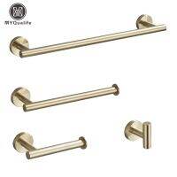 【CC】☼  Gold Accessories Set Wall-Mount Bar Rack Toilet Roll Paper Holder Robe Hanger Hardware