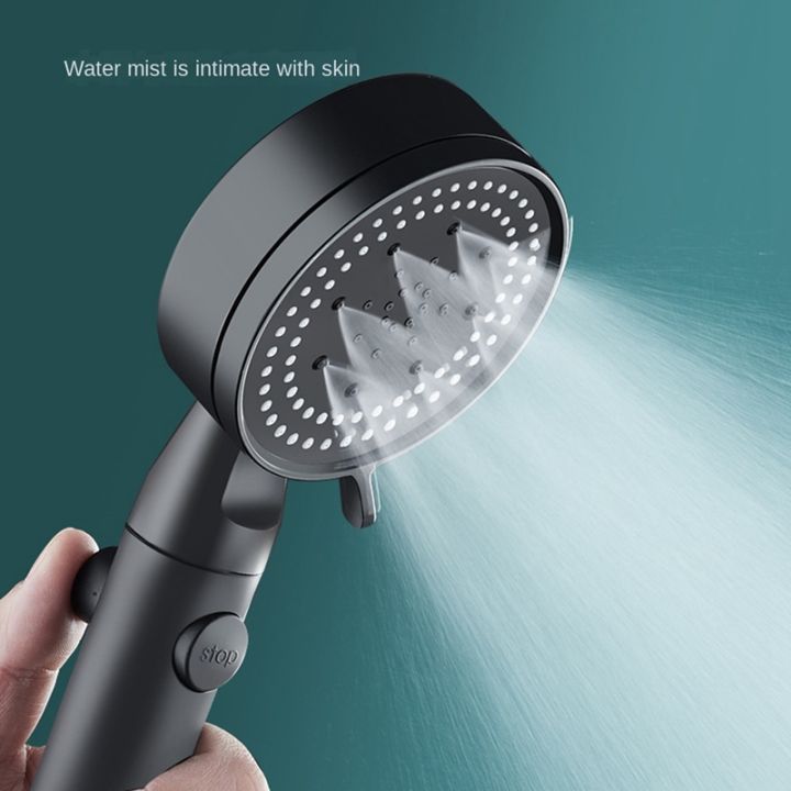 five-speed-multi-function-large-water-spray-super-supercharged-shower-shower-head-black-silver-shower-head-single-head
