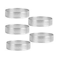 【lz】✿✲  Circular Aço Inoxidável Tart Ring Sobremesa Perfuração Torta De Frutas Bolo Quiche Mousse Mold Cozinha Baking Mould 5Pcs