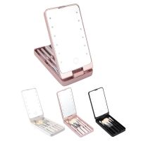 LED Makeup Mirror Portable Makeup Mirror Travel Mirror Stroage Box Makeup Organizer Mirror Box With Full Set Brushes Mirrors