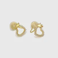 [COD] style fresh hollow heart crown mosquito coil ear clip womens spring and summer hot simple niche versatile earrings