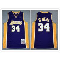 NBA Jersey Los Angeles Lakers No.34 Oneal Basketball Jersey Retro Purple V-Neck