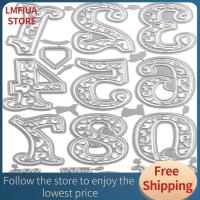 LMFIUA STORE สมุดเหล็กคาร์บอนโลหะตัวอักษรและตัวเลขเงินที่ตัดลายกระดาษโลหะเครื่องมือลายฉลุสำหรับตกแต่งโลหะสำหรับทำสมุดภาพตัวเลข0-9ที่ตัดลายกระดาษโลหะ