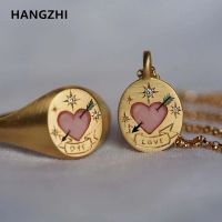 HANGZHI 2023ใหม่จี้รูปสลักภาพวาดหลากสีสันแฮนด์เมด,Kalung Baja Tahan Karat งูรักสำหรับผู้หญิง