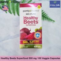 อาหารเสริมจาก บีทรูท วิตามินซี สังกะสี Healthy Beets Superfood 500mg 100 Veggie Capsules - Purely Inspired