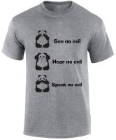 See No Evil Hear No Evil Speak No Evil Slogan Funny T-Shirt Pria Hadiah Top S-4XL-5XL-6XL