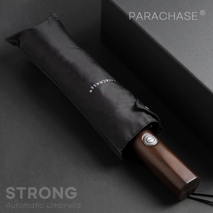 parachase-ร่มอัตโนมัติสำหรับผู้ชายฝนพับร่ม-windproof-ออกแบบที่แข็งแกร่งกลางแจ้งร่มบริษัทด้ามไม้