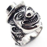 {BUSA Fashion Accessories} Sinogaa Retro Men 39; S Titanium Stainless Steel Punk Rings Hat Clown Ring Men Finger Ring Cool เครื่องประดับอุปกรณ์เสริม Dropshipping