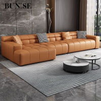 Bunise Sofa โซฟาหนัง โซฟาสีน้ำตาล living room 3ที่นั่ง โซฟาหรูหรา  LShape BU0045 300 x 100 x 70cm