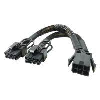 ✠☬ Pure Copper 20cm GPU PCIE 6 Pin Female To Dual 2X 8 (6 2) Pin Male PCI Express Power Adapter Braided Y-splitter Extension Cable