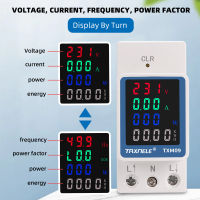 6IN1มอนิเตอร์ AC แรงดัน100A 110V 220V ตัววัดกระแสไฟฟ้าแรงไฟฟ้ากิโลวัตต์ชั่วโมงมิเตอร์วัดความถี่โวลต์โวลต์มิเตอร์ AMP แอมมิเตอร์