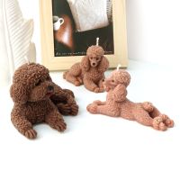 Lying Teddy Poodle Candle Silicone Mold Gypsum form Carving Art Aromatherapy Plaster Home Decoration Mold Gift Handmade