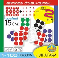 สติกเกอร์ ตัวเลข+ วงกลม ขนาด 15 ซม. (ซื้อ1ได้เท่ากับ2)