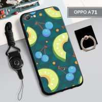 เคส TPU นิ่มสำหรับ OPPO A71เคสโทรศัพท์กล่องคลุมทั้งหมดพิมพ์ลายป้องกันการตกหล่น Tputhone ฝามีที่ถือวงแหวนและเชือก